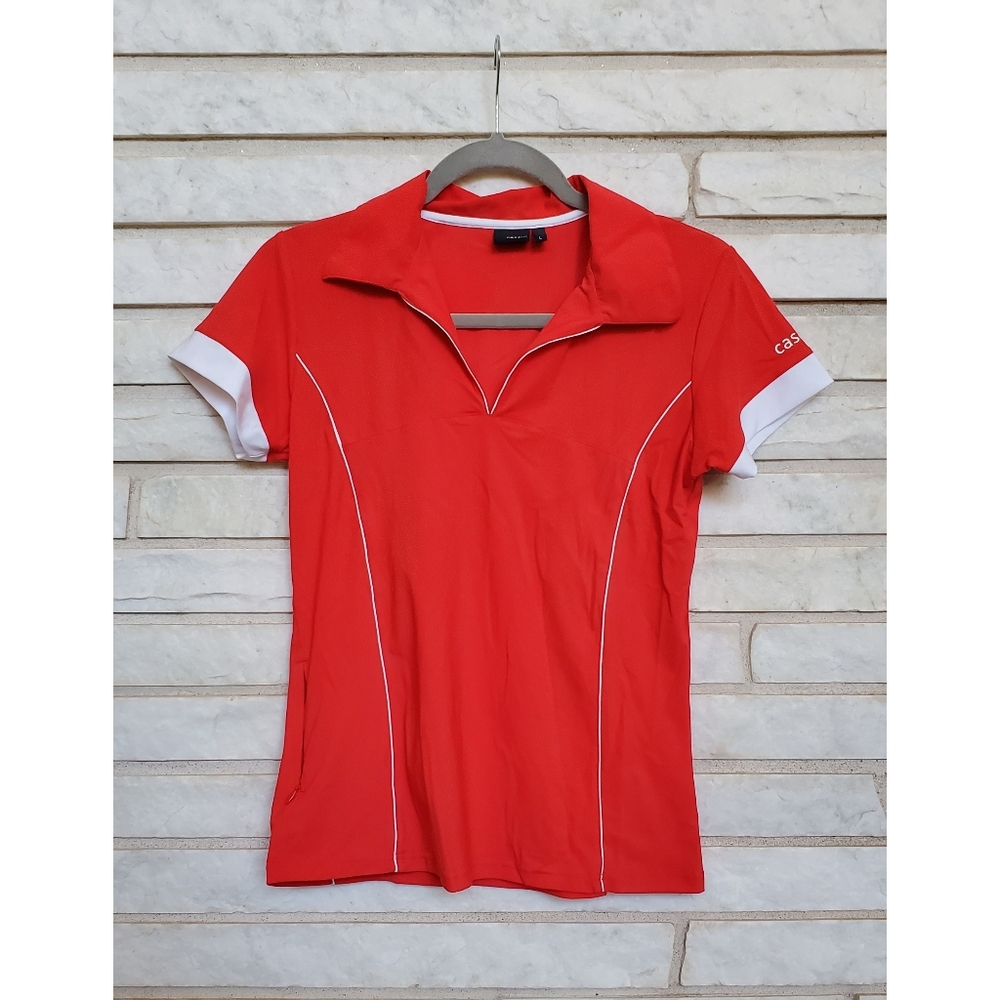 Casall Orange/Red Sports Polo Tee